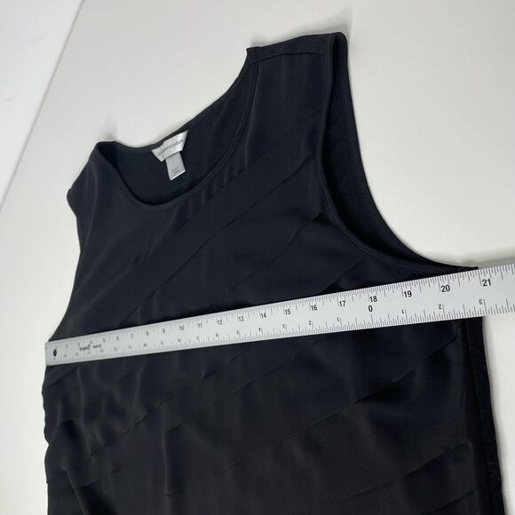 Christopher & Banks Tank Top Assymetrical Tiered Pullover Ruffle Womens Black L - Picture 8 of 8